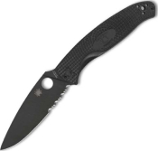 C142PSBBK - Couteau SPYDERCO Resilience Lightweight Tout Noir Semi Dente