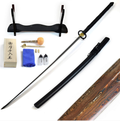 NSHBDE1 - Sabre Japonais Nodachi Forgé Main - Blood Damascus Edition avec Kit et Support