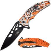SPIDEROR1 - Couteau DARK FANTASY BLADES Spring Assisted Orange Spider 