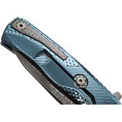 ROKDDBL - Couteau LIONSTEEL Rok Titanium Bleu Damas avec Clip