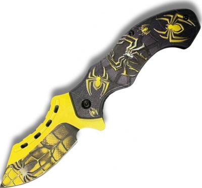 CPL013 - Couteau Pliant Araignées Jaune A/O 