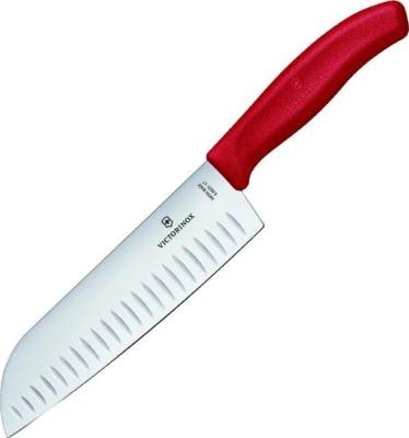 6.8521.17G - Couteau Santoku VICTORINOX Swissclassic 17 cm Alvéolé Rouge