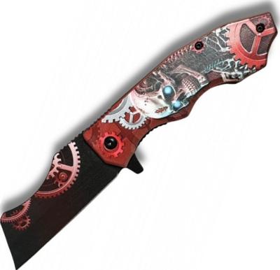 CPL010 - Couteau Pliant Engrenages Rouge A/O  