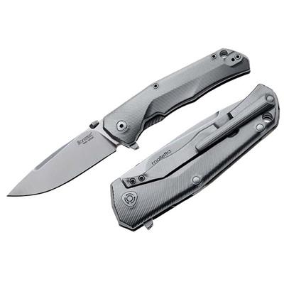 TREGY - Couteau LION STEEL T.R.E. Titane gris avec Clip