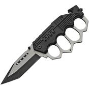 300459BK - Couteau Poing Amricain Combat Trench Linerlock Black