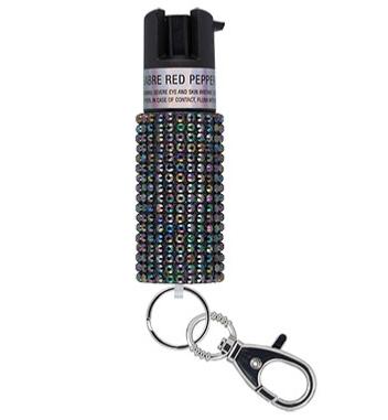 SBKRJBK -  Pepper Spray à Strass avec Porte-Clés à Libération Rapide SABRE RED