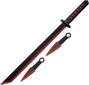 CN926971RD - Set Epe Ninja et Couteaux  Lancer Bloody Red
