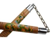 NS18 - Nunchaku Manche Hêtre Dragon Multicolore