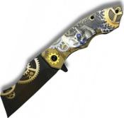 CPL009 - Couteau Pliant Engrenages Jaune A/O 