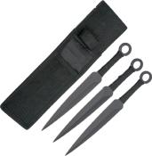 TH.10464 - Jeu de 3 Couteaux  Lancer THIRD 13,5 cm Inox Noir avec Etui