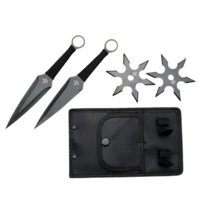 THROWSET4 - Set de 2 Couteaux à Lancer et 2 Shuriken Black 