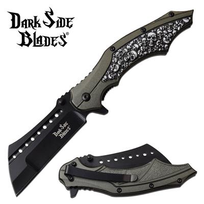 DSA079GY - Couteau DARK SIDE BLADES Skull Linerlock A/O Gray