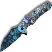 CPL006 - Couteau Pliant Bat & Skull Blue A/O  