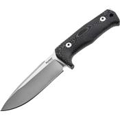 T5MI - Couteau Fixe Tactique LIONSTEEL T5 Micarta gris/noir avec Etui Cuir