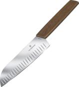 6.9050.17KG - Couteau Santoku VICTORINOX Swiss Modern Alvéolé 17 cm Noyer