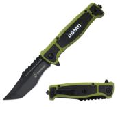 MA3005GN - Couteau USMC Ouverture Assistée Vert
