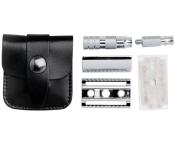 933.000 - Rasoir de Voyage Peigne Ferme MERKUR Etui Cuir Noir