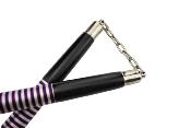 NS6 - Nunchaku Bois Noir Violet et Blanc