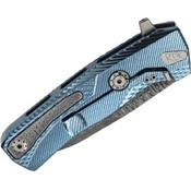 ROKDDBL - Couteau LIONSTEEL Rok Titanium Bleu Damas avec Clip