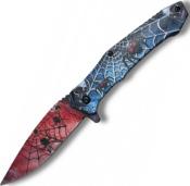 CPL005 - Couteau Pliant Toiles et Araignes Rouge/Bleu A/O  